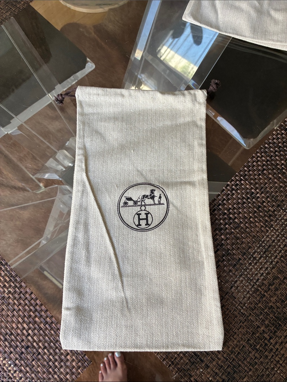 Hermes Beige Drawstring Dust Bag